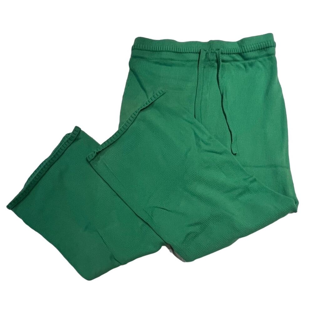 Leset Women's Size Large Lime Green Knit Lounge Pants Wide Leg